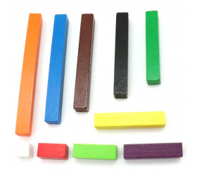 Cuisenaire - set élève 10 bâtonnets bois de 1 à 10 cm