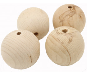 Lot de 4 boules percées avec défauts en bois