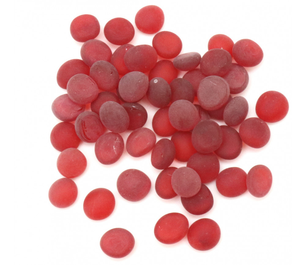 Tube 40 galets rouges givrés pierre de vie 12 x 7 mm Tube 40 galets rouges givrés pierre de vie 12 x 7 mm
