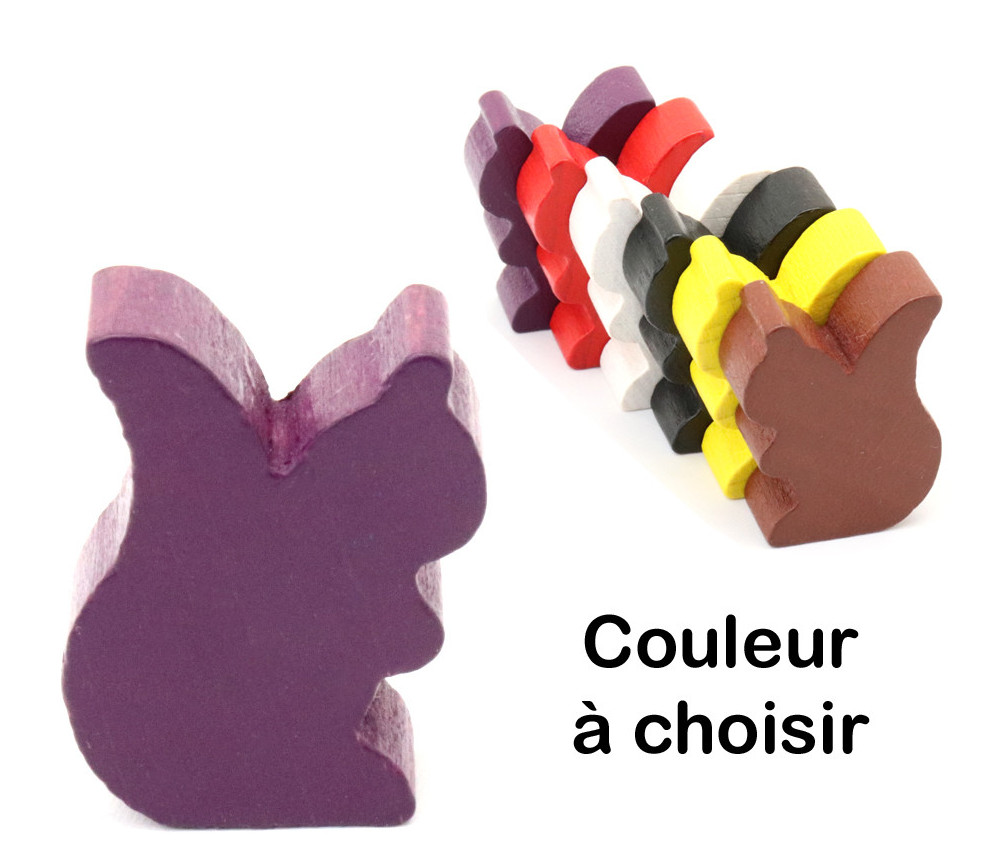 Pion écureuil en bois coloré pour jeu de 25 x 19 x 8 mm à l'unité