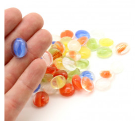 Tube 40 galets multicolores oeil de chat pierre de vie 12 x 7 mm