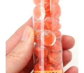 Tube 40 galets orange oeil de chat billes plates 12 x 7 mm