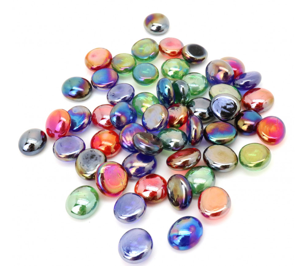 Tube 40 galets nacrés multicolores pierre de vie 12 x 7 mm Tube 40 galets nacrés multicolores pierre de vie 12 x 7 mm