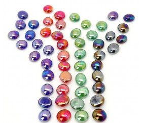 Tube 40 galets nacrés multicolores pierre de vie 12 x 7 mm