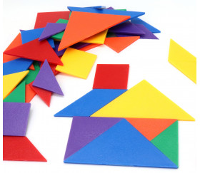 6 jeux de tangrams en plastique colorés