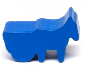 Pion cheval bleu avec charrette en bois 38 x 25 x 15 mm à l'unité