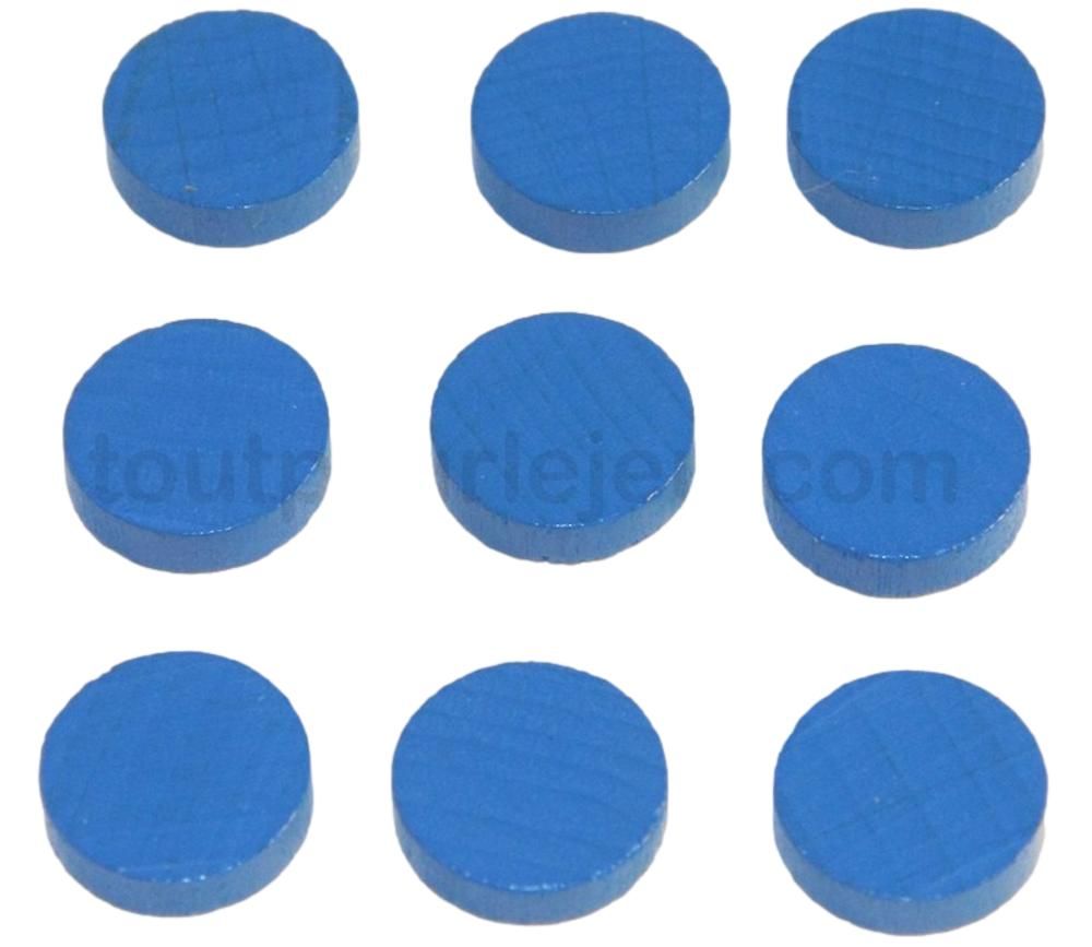Pions jetons bois bleu 15 x 4 mm lot 20 pour jeux