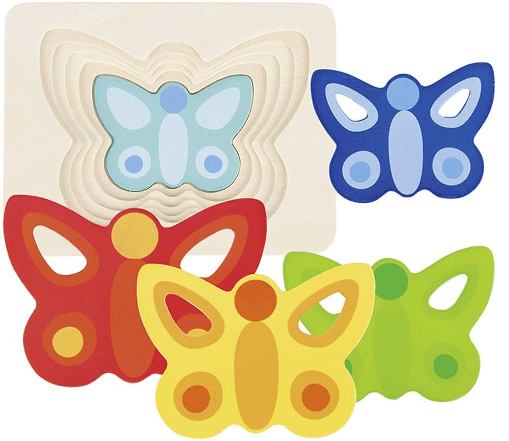 Puzzle à étages en bois Papillons colorés