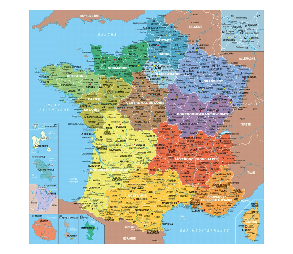 Puzzle en bois 24 pièces Carte des régions de France