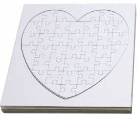 10 Puzzles cœur carton blanc 40 pièces à personnaliser 16 x 16 cm