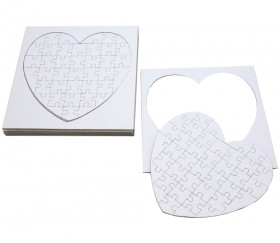 10 Puzzles cœur carton blanc 40 pièces à personnaliser 16 x 16 cm