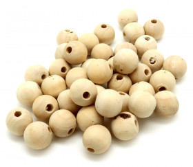 40 perles 1.5 cm trouée en bois 15 mm - trou de  mm