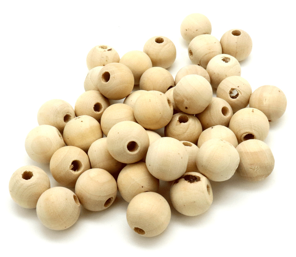 Perles en bois demi-percées Ø 70 mm 2 pièces 