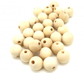 30 perles 1.8 cm trouée en bois 18 mm trou de 4 mm