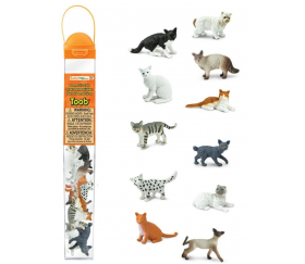 11 figurines chat dans un tube de rangement
