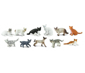 11 chats : siamois, persans. Figurine des différentes espèces de chat.
