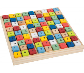 Sudoku en bois carrés couleurs et chiffres -  casse tête