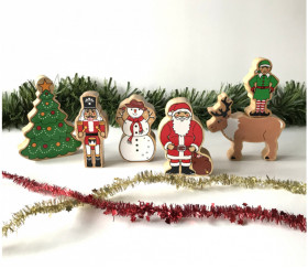 Père Noël en bois 105 x 74 x 25 mm personnage jeu