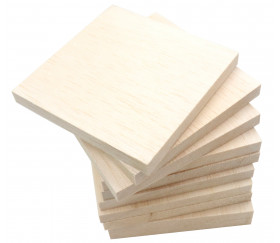 10 carrés bois naturel 10 x 10 cm avec 10 pochoirs