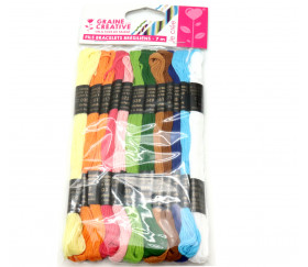 12 échevettes de fils en coton coloré