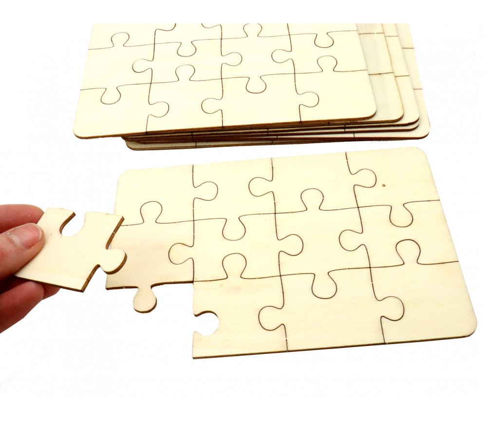 8 Puzzles bois 12 pièces à personnaliser rectangle 18 x 12 cm