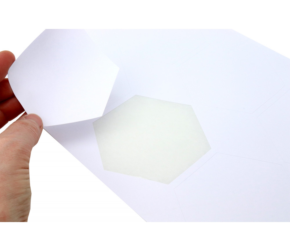 6 jetons hexagones 45 mm blancs à imprimer sur feuille prédécoupée