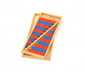 Plateau petites barres Montessori en bois rouge et bleu