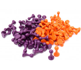 100 Pions bois 15 x 27 mm Modèle C (50 violet et 50 orange)