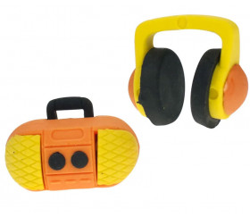 2 Pions Gommes Musique : 1 radio et 1 casque