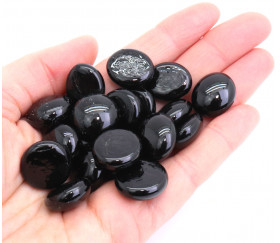 Galets gems noirs set de 20 mini pierres plates 15/25 mm