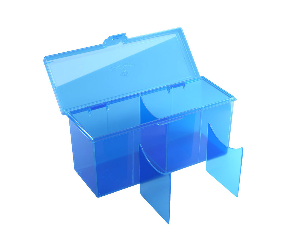 Deck box +320 cartes Boite 4 compartiments bleu plastique 21.7 x 8.2 x 10 cm vide