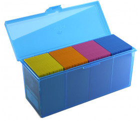 Deck box +320 cartes Boite 4 compartiments bleu plastique 21.7 x 8.2 x 10 cm vide