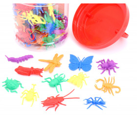 Boite 72 insectes 4/5 cm - 6 couleurs pour jeux