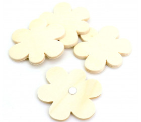4 magnets fleur en bois à décorer 5 cm
