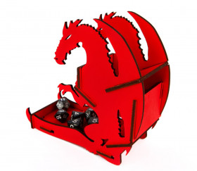 Tour lanceur dés Dragon rouge 16.5 cm en bois