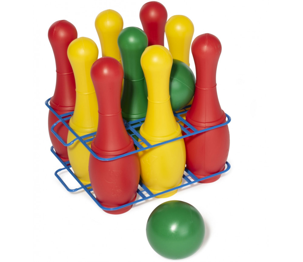9 quilles 27 cm et 2 boules plastique bowling enfant