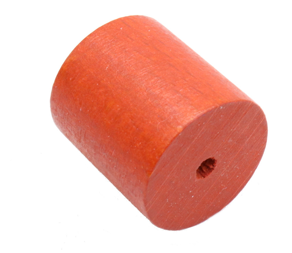 Cylindre troué diam 2.3 cm haut 2.4 cm en bois rouge