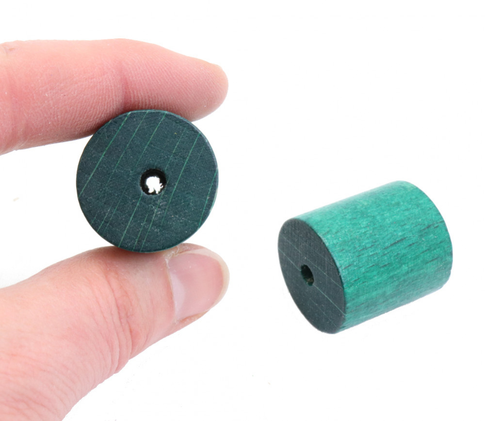 Cylindre en bois 2.4 cm de diamètre 2.5 de long vert