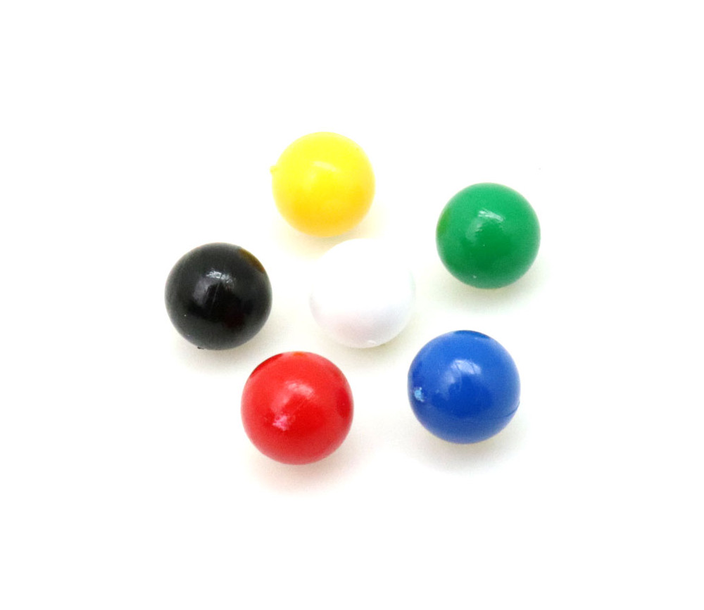 Lot 6 mini boules plastique 9 mm de diamètre en 6 couleurs - billes