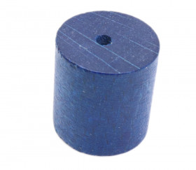 Cylindre troué en bois diam 2.4 cm haut 2.5 cm bleu