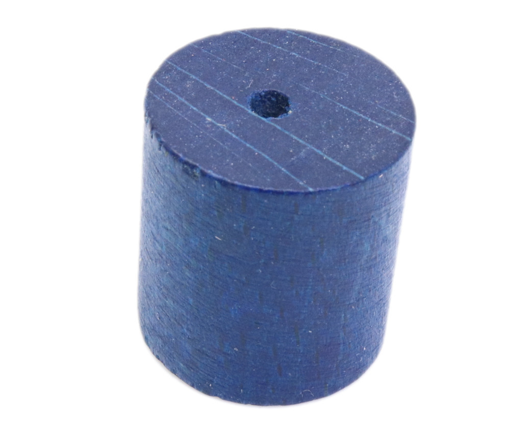 Cylindre troué en bois diam 2.4 cm haut 2.5 cm bleu Cylindre troué en bois diam 2.4 cm haut 2.5 cm bleu