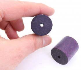 cylindre en bois 2.3 cm de diamètre 2.5 cm de long violet