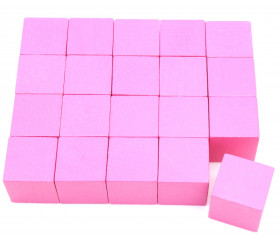 20 Cubes en bois 3 cm roses pour jeu 30 x 30 x 30 mm