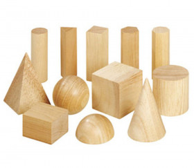 12 formes géométriques bois naturel - volume mathématique