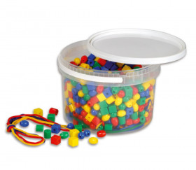 Boite 650 perles colorées avec 6 cordons - 1.3 cm