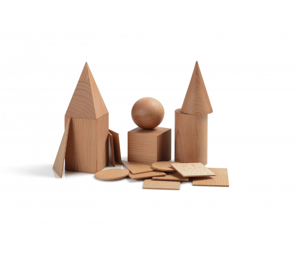 Blocs de construction en bois naturel figures géométriques pour jeux