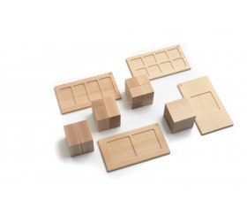 Cubes décomposition : 15 blocs + 4 puzzles bois naturel