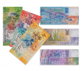 Set 55 billets Franc Suisse factices pour jeux argent très réalistes