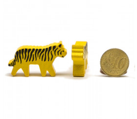Pion tigre tacheté jaune et noir en bois pour jeu 40 x 22 X 8 mm