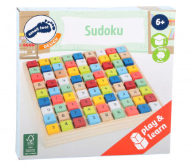 Sudoku en bois carrés couleurs et chiffres